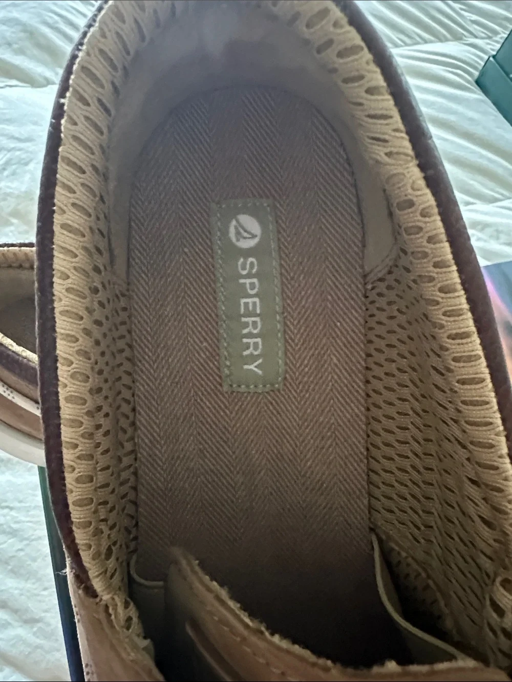 Sperry A/O Cup Leather Boat Shoes in Tan/Bronzer